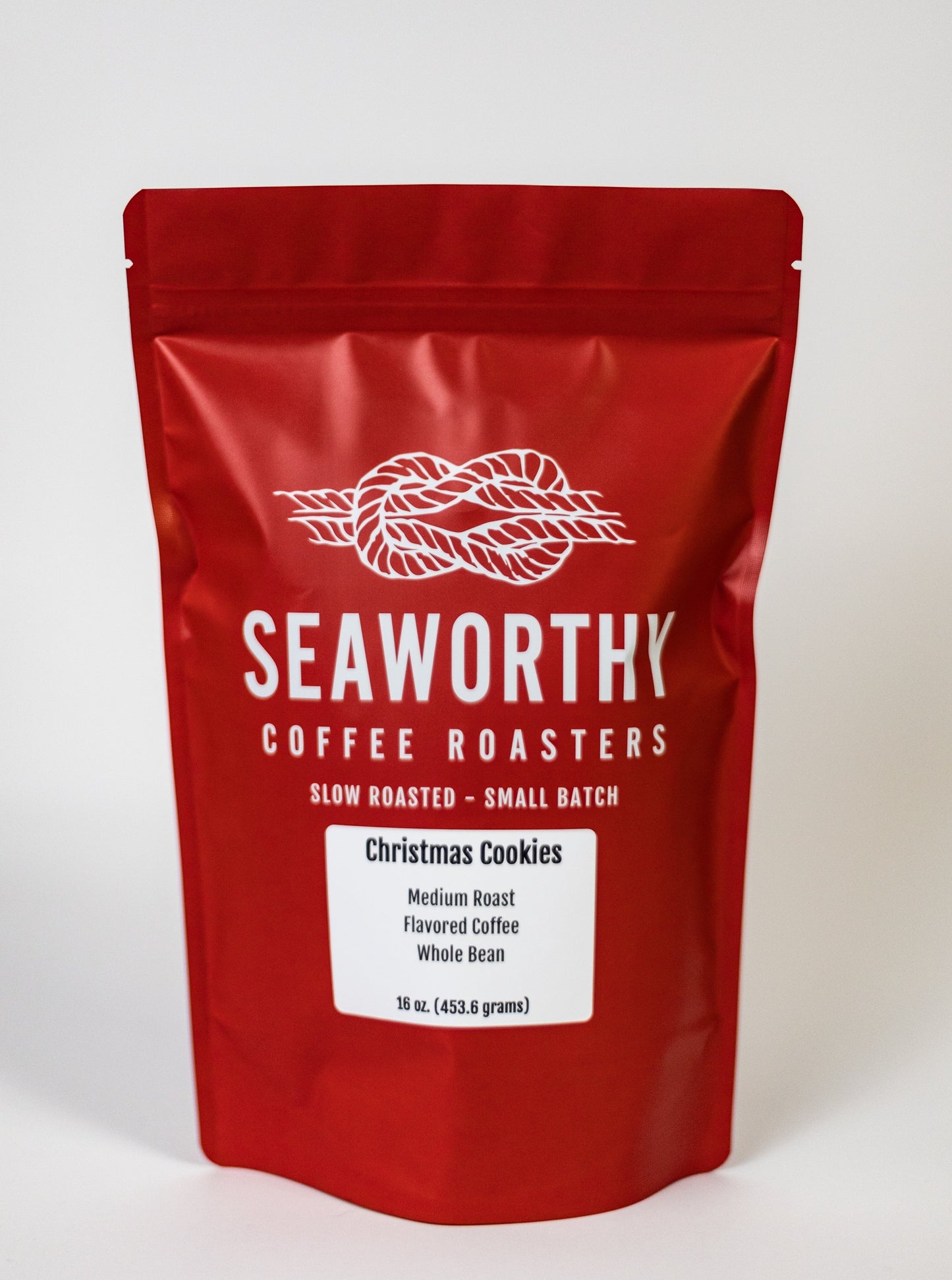 Seaworthy slow roasted, small batch, low acid coffee. 1 pound bag of Christmas Cookies flavored coffee.