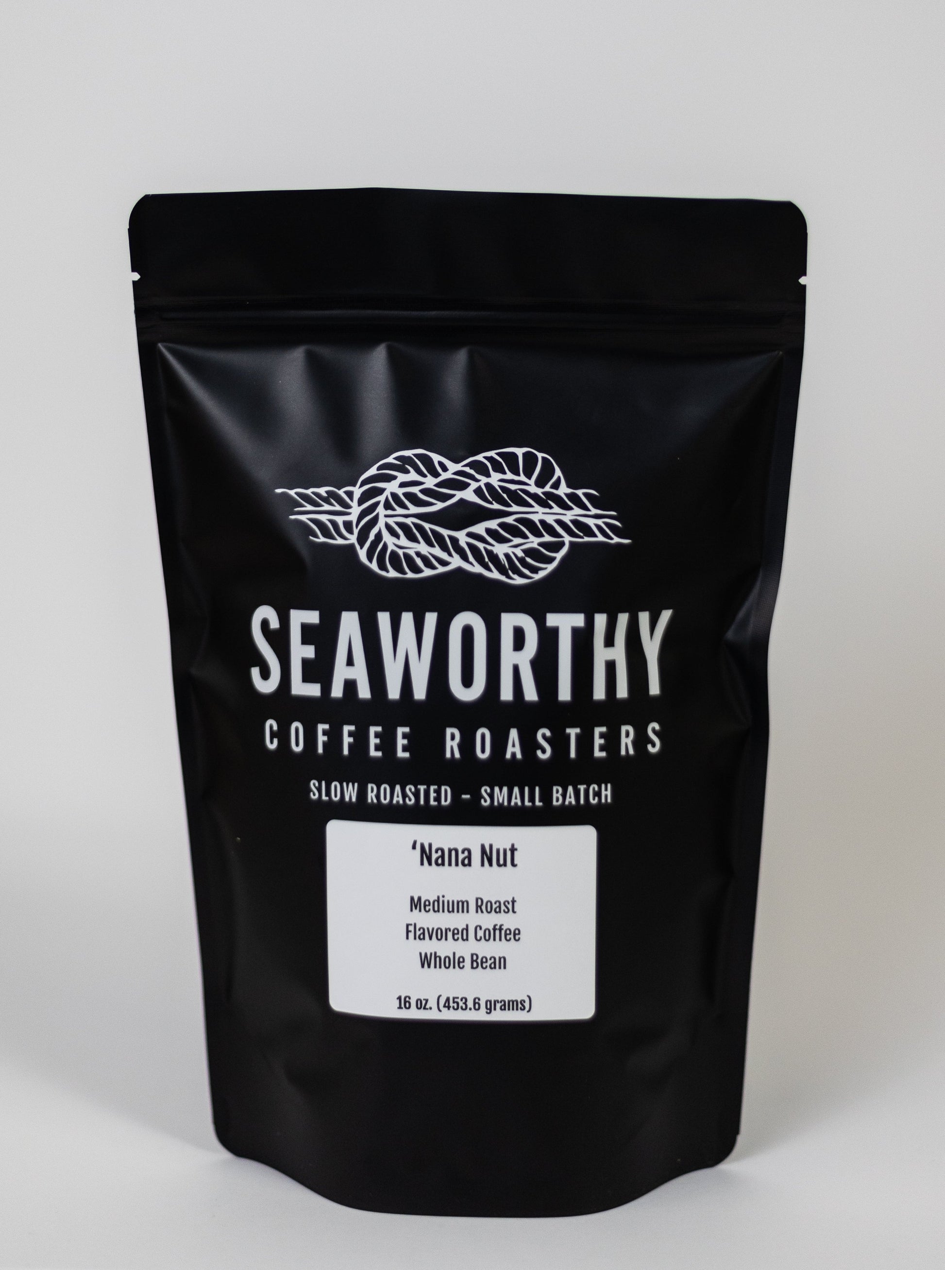 Seaworthy slow roasted, small batch coffee 1 pound bag of Banana Nut flavored coffee.